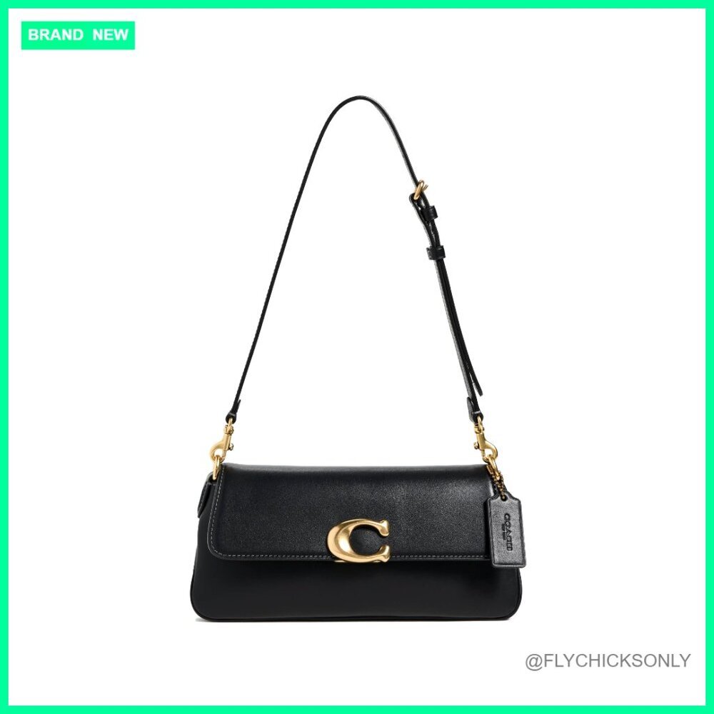Refined Calf Leather Shoulder Bag with Adjustable Strap, 10x5 Inches
